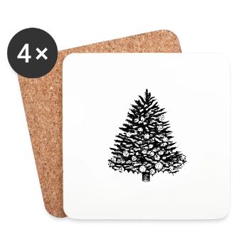 Arbre de Noël Arbre de Noël Vacances Hiver 27 - Dessous de verre (lot de 4) - blanc - Devant