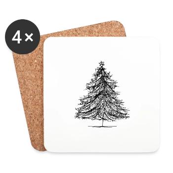Christmas Tree Christmas Tree Holiday Winter 28 - Coasters (set of 4) - white - Front