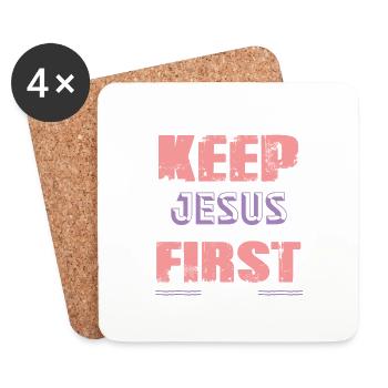 Bible verse Jesus First - Coasters (set of 4) - white - Front