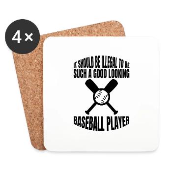 Baseballliebhaber Geschenk Baseball Baseballspiel - Untersetzer (4er-Set) - Weiß - Vorne