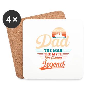 Dad the fishing legend fisherman gifts men - Dessous de verre (lot de 4) - blanc - Devant