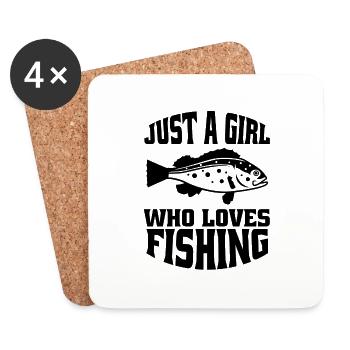 Angler Fishing Fishing Fish hooks Woman Fishing - Coasters (set of 4) - white - Front