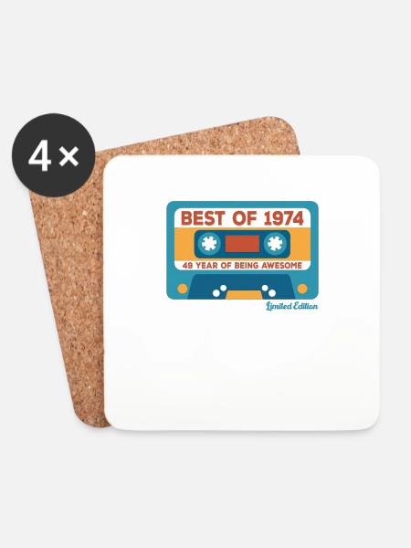 1974 Vintage Vintage Retro Geburtstagsgeschenk - Untersetzer (4er-Set) - Weiß