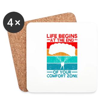 Drôle de parachutisme La vie commence - Dessous de verre (lot de 4) - blanc - Devant