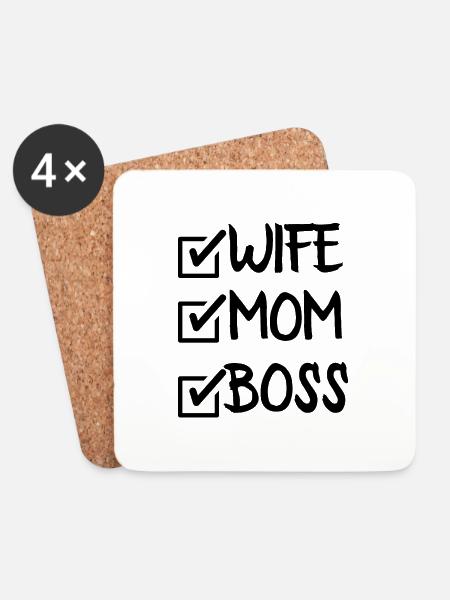 WIFE MOM BOSS - Coasters (set of 4) - white