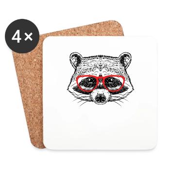 Funny Raccoon Sayings Retro Raccoons Raccoon - Coasters (set of 4) - white - Front