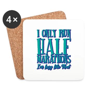 Je ne cours que des semi-marathons, je suis paresseux comme ça 4 - Dessous de verre (lot de 4) - blanc - Devant