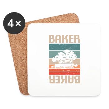 Retro Vintage Classic Baker Baking - Untersetzer (4er-Set) - Weiß - Vorne
