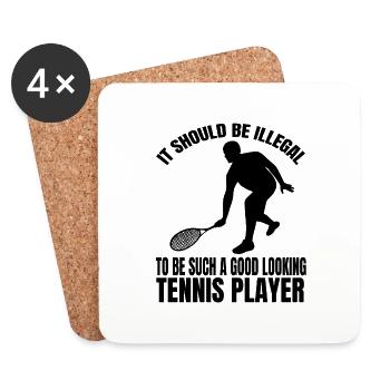 Club de tennis Joueurs de tennis Raquettes de tennis - Dessous de verre (lot de 4) - blanc - Devant