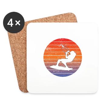 Kitesurfer Windsurfer Surfing Cadeau Planche à voile - Dessous de verre (lot de 4) - blanc - Devant