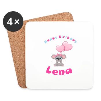 Lena Geburtstag, Happy Birthday Baby - Untersetzer (4er-Set) - Weiß - Vorne