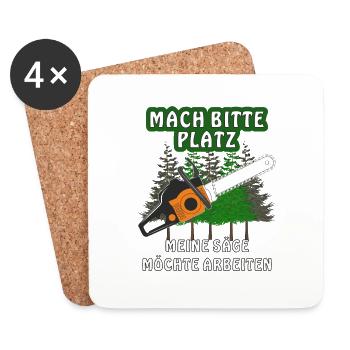 MOTORSÄGE MACH BITTE PLATZ - Untersetzer (4er-Set) - Weiß - Vorne