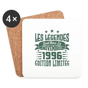 les légendes sont nées en novembre 1996, Cadeau. - Dessous de verre (lot de 4) - blanc - Devant