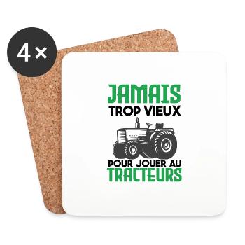 jamais trop vieux pour jouer au tracteur. cadeau - Dessous de verre (lot de 4) - blanc - Devant