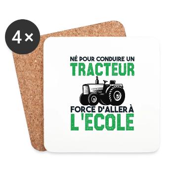 Né pour conduire un tracteur. Cadeau agriculteur. - Dessous de verre (lot de 4) - blanc - Devant