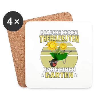 BRAUCHE KEINEN THERAPEUTEN HABE EINEN GARTEN - Untersetzer (4er-Set) - Weiß - Vorne
