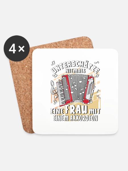 UNTERSCHÄTZE NIEMALS EINE FRAU MIT EINEM AKKOR - Untersetzer (4er-Set) - Weiß
