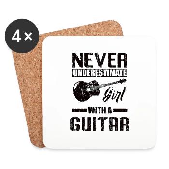 Guitare Fille Musique Bassiste Cadeau Femme - Dessous de verre (lot de 4) - blanc - Devant