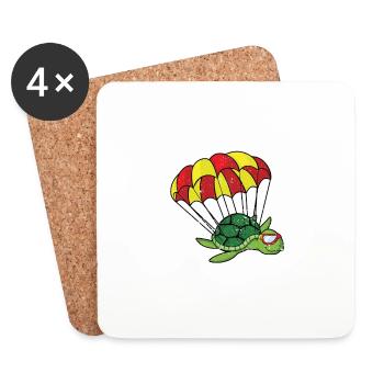 Parachutisme Tortue Parachutisme - Dessous de verre (lot de 4) - blanc - Devant
