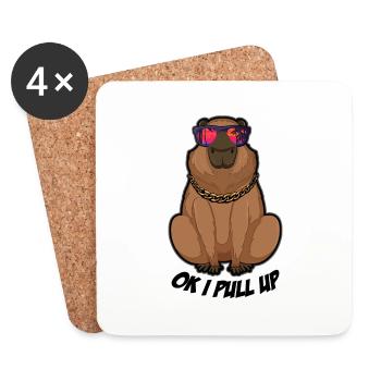 Ok je tire de drôles de lunettes Capybara Dank rongeur - Dessous de verre (lot de 4) - blanc - Devant