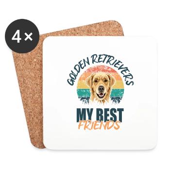 Golden Retrievers - Dessous de verre (lot de 4) - blanc - Devant