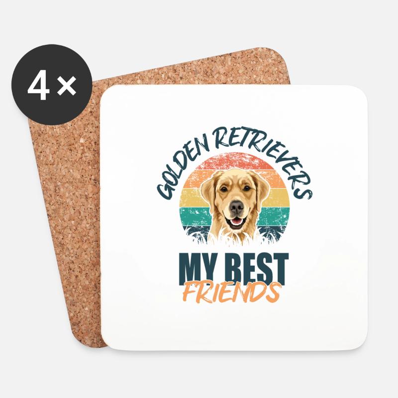 Golden Retriever - Untersetzer (4er-Set) - Weiß