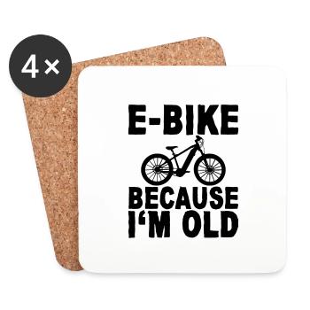 E-bike parce que je suis vieux - Dessous de verre (lot de 4) - blanc - Devant
