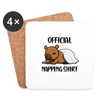 Pyjama Capybara endormi drôle jeu de mots animal rongeur - Dessous de verre (lot de 4) - blanc - Devant