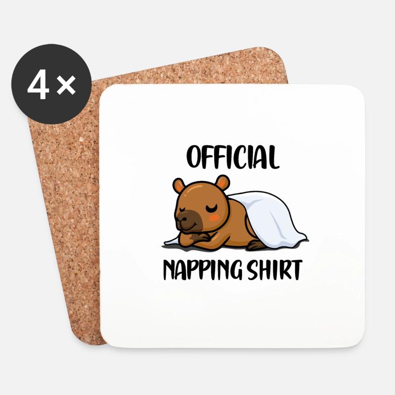 Schlafende Capybara Pyjamas Lustiges Nagetier Wortspiel - Untersetzer (4er-Set) - Weiß