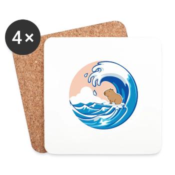 Wave Capybara Surfing Rodent Funny Animal Lover - Coasters (set of 4) - white - Front
