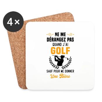 Ne me dérangez pas quand je golfe, cadeau golfeur - Dessous de verre (lot de 4) - blanc - Devant