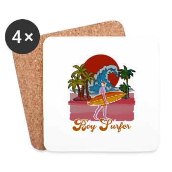 Surferboy - Untersetzer (4er-Set) - Weiß - Vorne