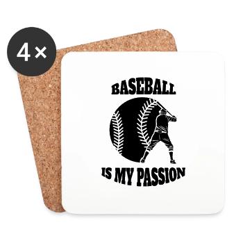 Baseballliebhaber Baseball Geschenk Baseballspiel - Untersetzer (4er-Set) - Weiß - Vorne