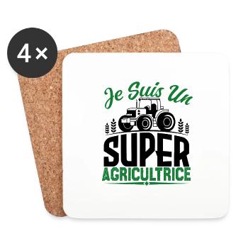 Je suis un super agricultrice. Cadeau agricultrice - Dessous de verre (lot de 4) - blanc - Devant