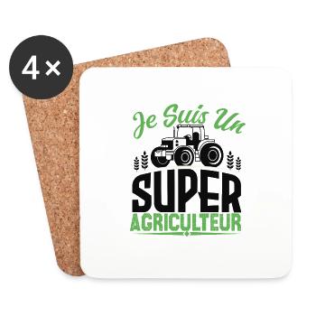 Je suis un super agriculteur. Cadeau agriculteur. - Dessous de verre (lot de 4) - blanc - Devant