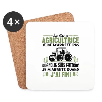 Je suis agricultrice je ne m'arrête pas. - Dessous de verre (lot de 4) - blanc - Devant