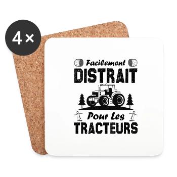 Facilement distrait. pour les tracteurs. - Dessous de verre (lot de 4) - blanc - Devant
