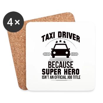 Super-héros Chauffeur de taxi Travail Taxis Profession - Dessous de verre (lot de 4) - blanc - Devant
