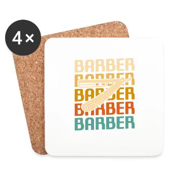 Coiffure Retro Vintage Classic Barber - Dessous de verre (lot de 4) - blanc - Devant