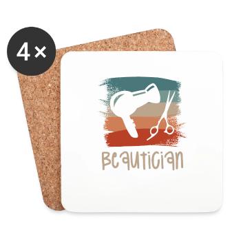 Retro Vintage Classic Beautician Cosmetologist - Coasters (set of 4) - white - Front