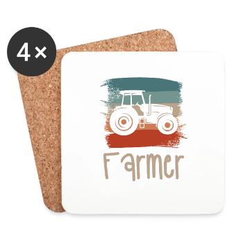 Retro Vintage Classic Farmer Farming - Coasters (set of 4) - white - Front