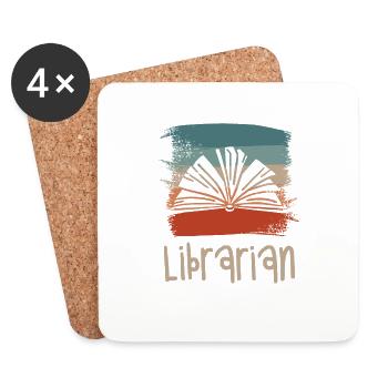 Retro Vintage Classic Librarian Book Library - Untersetzer (4er-Set) - Weiß - Vorne