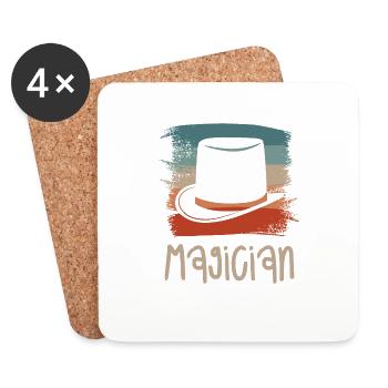Retro Vintage Classic Magician Magic Trick - Dessous de verre (lot de 4) - blanc - Devant