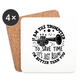 Trumpeter Trumpet Instrument Brass Music - Coasters (set of 4) - white - Front
