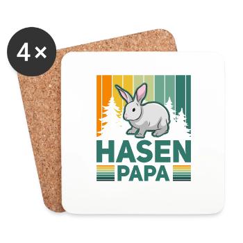 Kaninchen Häschen Papa Hasen - Untersetzer (4er-Set) - Weiß - Vorne