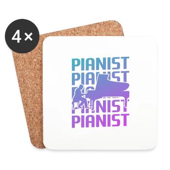 Rétro Vintage Classic Pianist Piano Instrument - Dessous de verre (lot de 4) - blanc - Devant