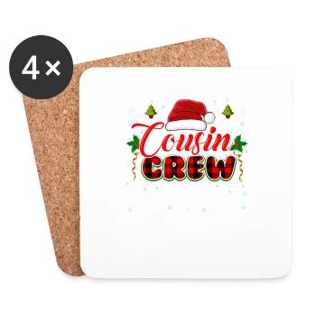 Red Plaid Christmas Design - Cute Christmas Cousin - Coasters (set of 4) - white - Front