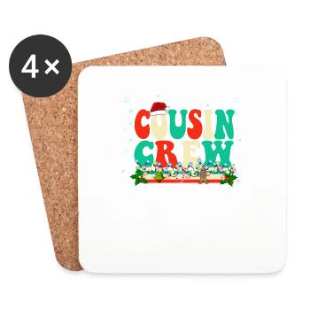 Cousin Crew 2022 - Vintage Christmas Pajama Cousin - Coasters (set of 4) - white - Front