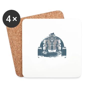Des singes forts ensemble - Dessous de verre (lot de 4) - blanc - Devant