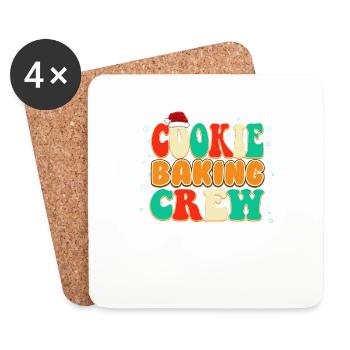 Équipe de cuisson de biscuits de Noël de couleur vintage - Dessous de verre (lot de 4) - blanc - Devant